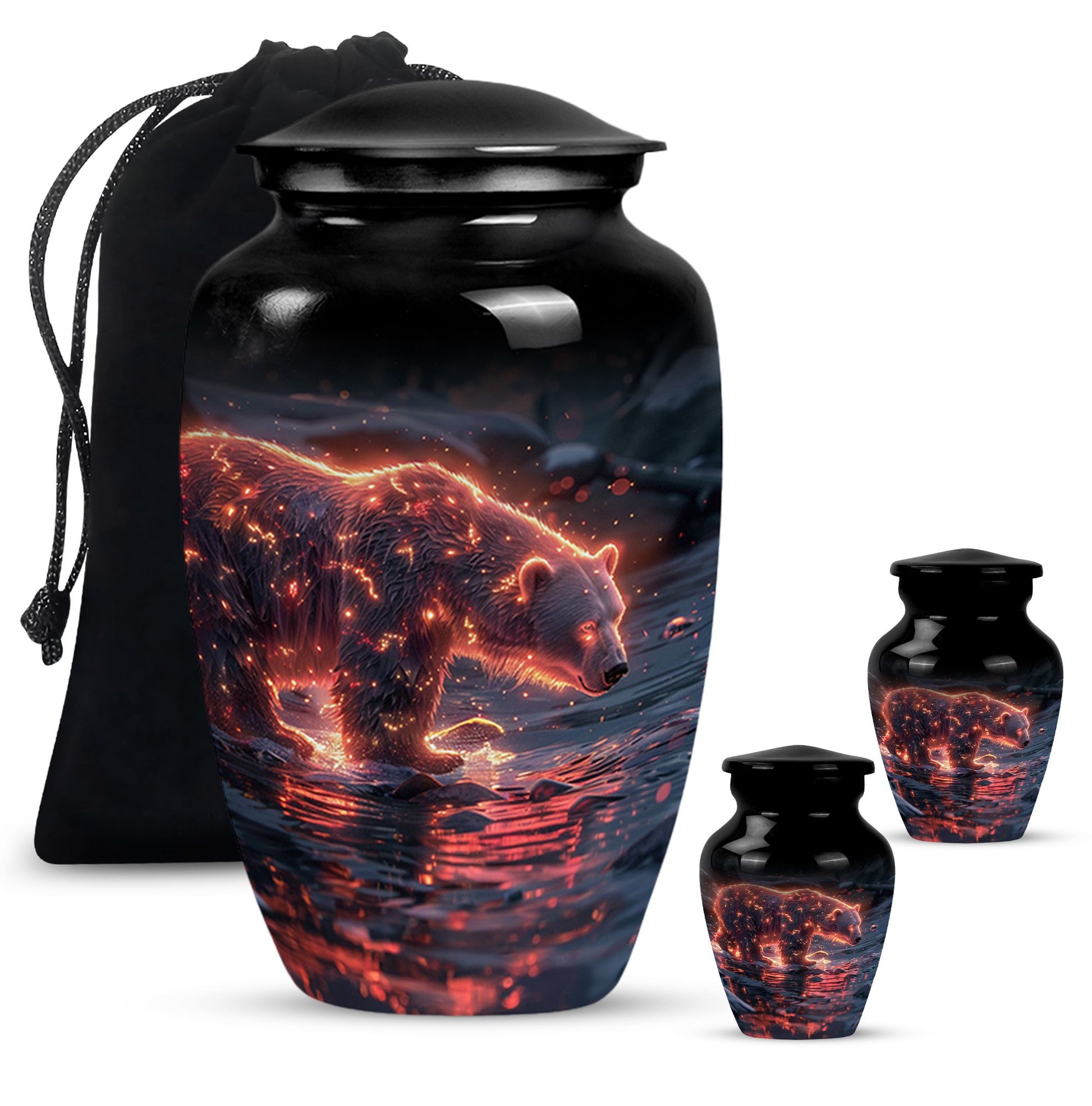 Fiery Polar Bear Urn for Funeral - Polar Bear Cremation Urn