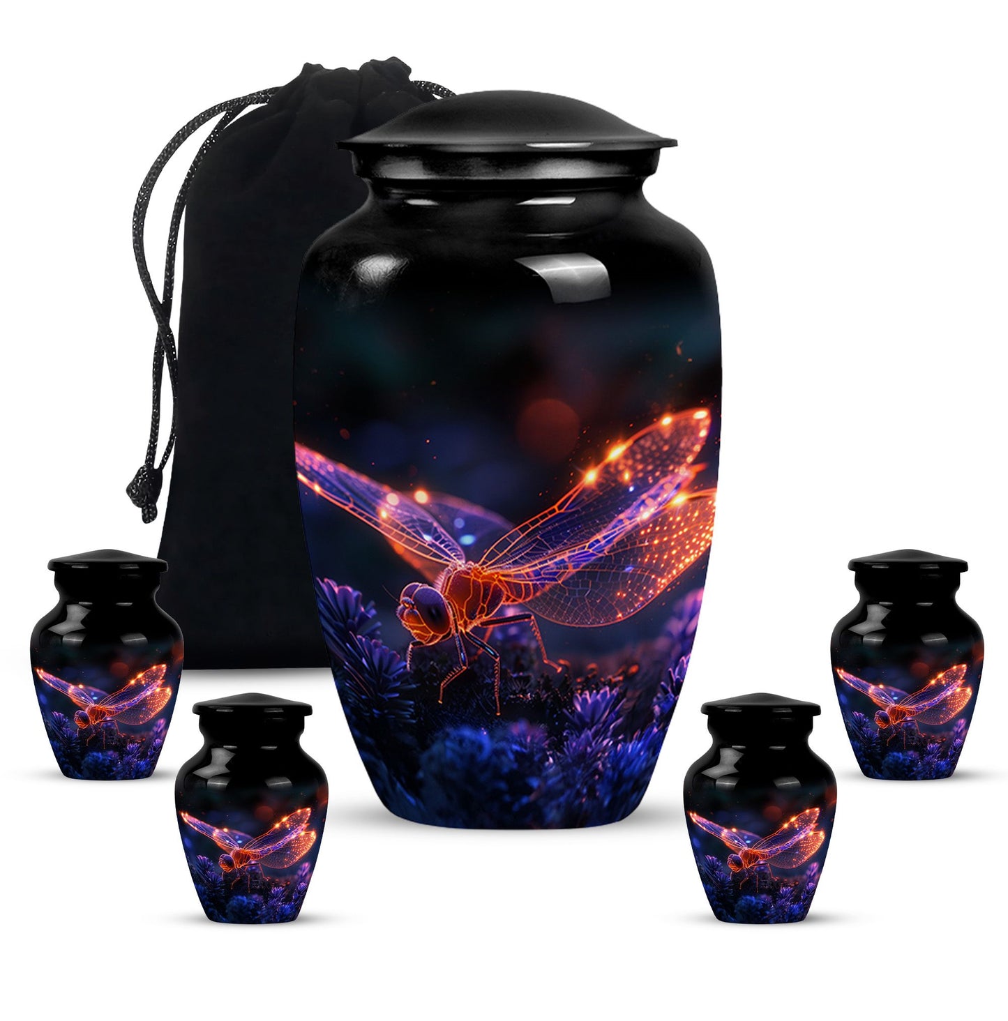 Personalized Dragonfly Cremation Urn for Men - 10-inch, 200 cu in - Yatskia