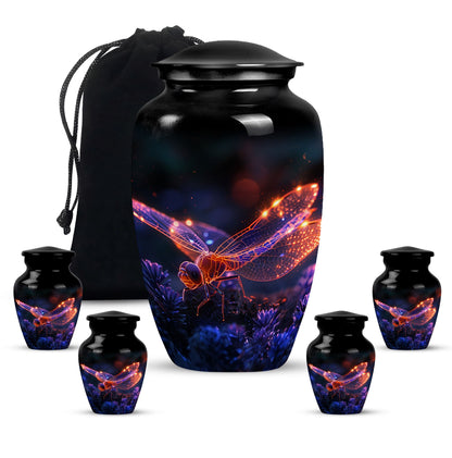 Personalized Dragonfly Cremation Urn for Men - 10-inch, 200 cu in - Yatskia