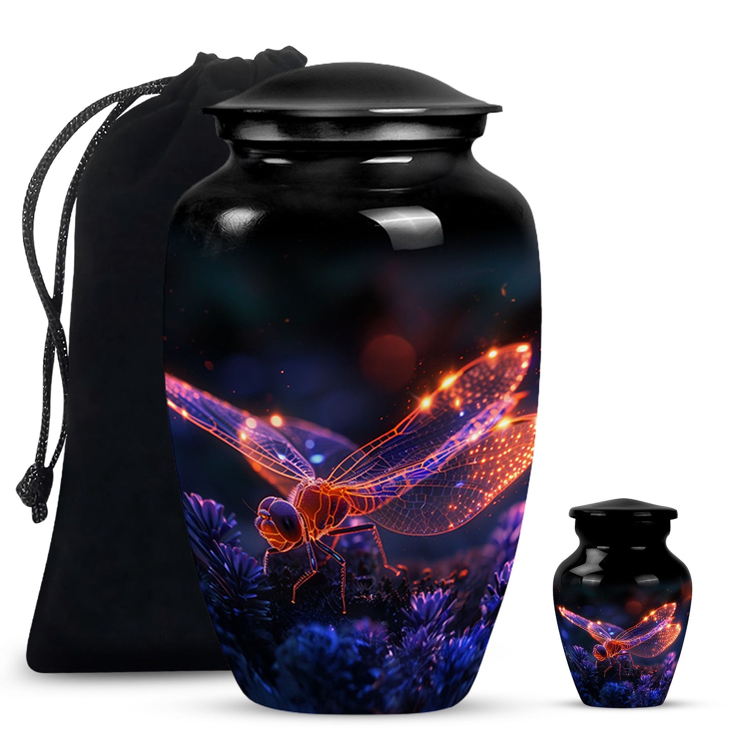 Personalized Dragonfly Cremation Urn for Men - 10-inch, 200 cu in - Yatskia