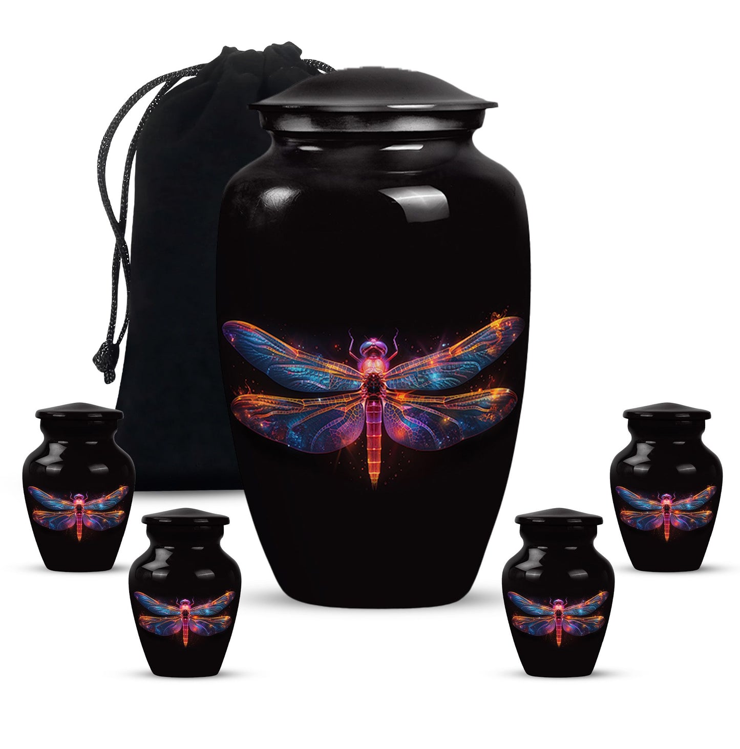 Personalized Dragonfly Cremation Urn for Women - 10-inch, 200 cu in - Yatskia