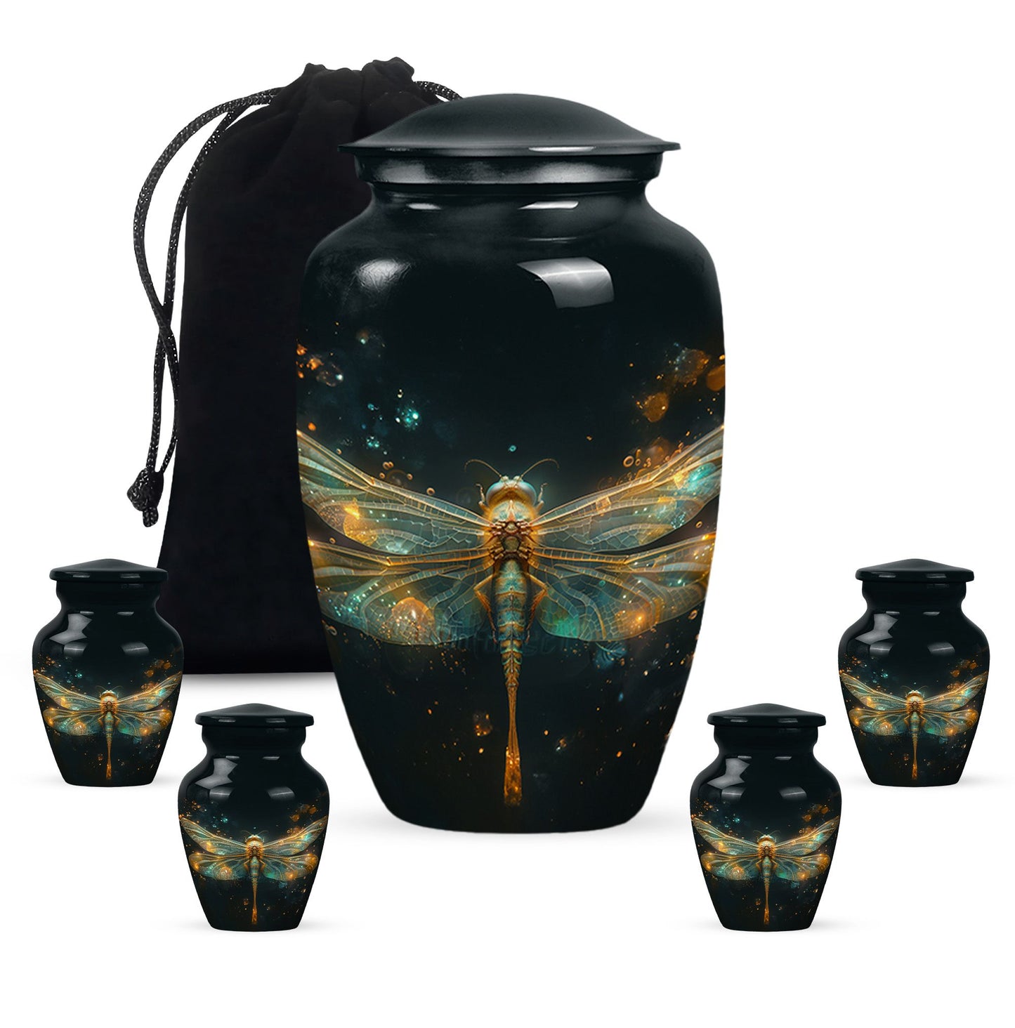 Personalized Dragonfly Cremation Urn for Women - 10-inch, 200 cu in - Yatskia