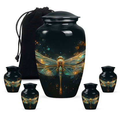 Personalized Dragonfly Cremation Urn for Women - 10-inch, 200 cu in - Yatskia