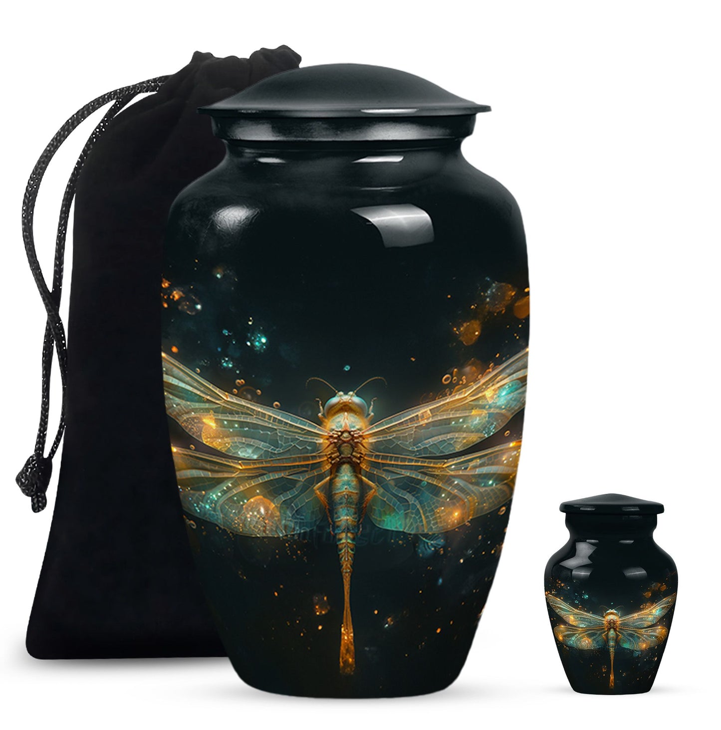 Personalized Dragonfly Cremation Urn for Women - 10-inch, 200 cu in - Yatskia