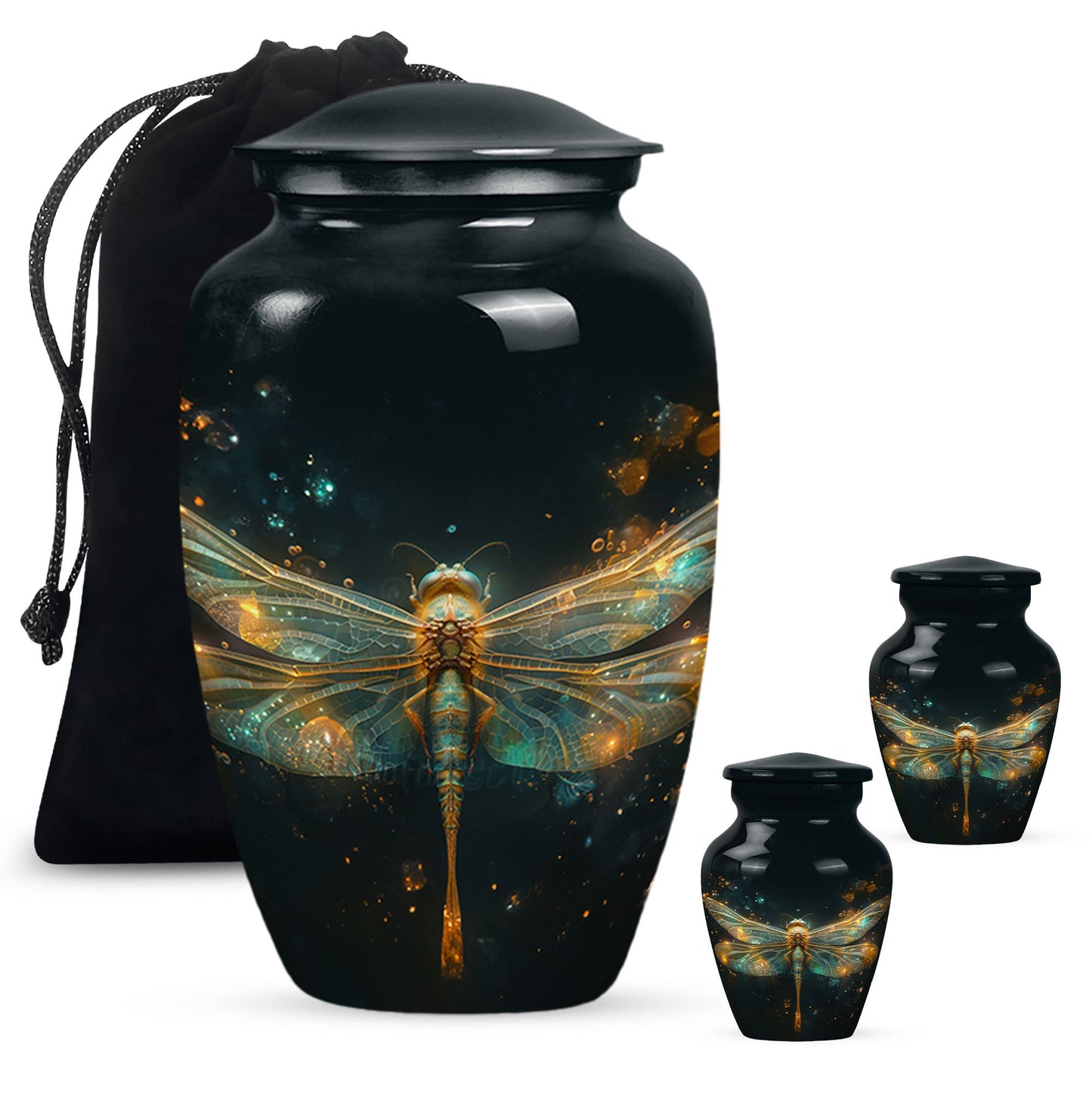 Personalized Dragonfly Cremation Urn for Women - 10-inch, 200 cu in - Yatskia
