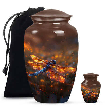 Personalized Dragonfly Memorial Urn for Human Ashes - 10-inch, 200 cu in - Yatskia