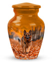 Autumn Canine Stroll Urn - German Shepherd Memorial Urns For Ashes