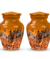 Autumn Canine Stroll Urn - German Shepherd Memorial Urns For Ashes