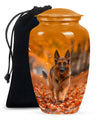 Autumn Canine Stroll Urn - German Shepherd Memorial Urns For Ashes