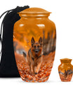 Autumn Canine Stroll Urn - German Shepherd Memorial Urns For Ashes