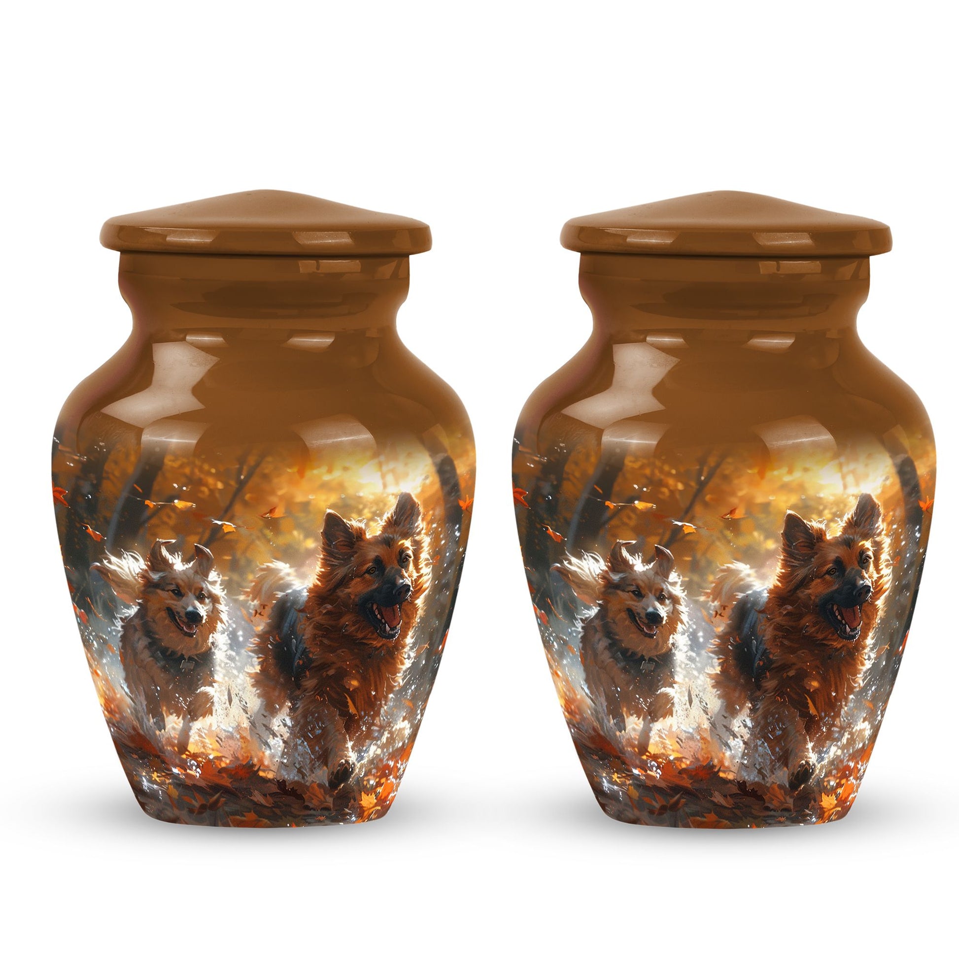 German Shepherd Memorial Urn For Dogs - Autumn Cremation Urn For Pet