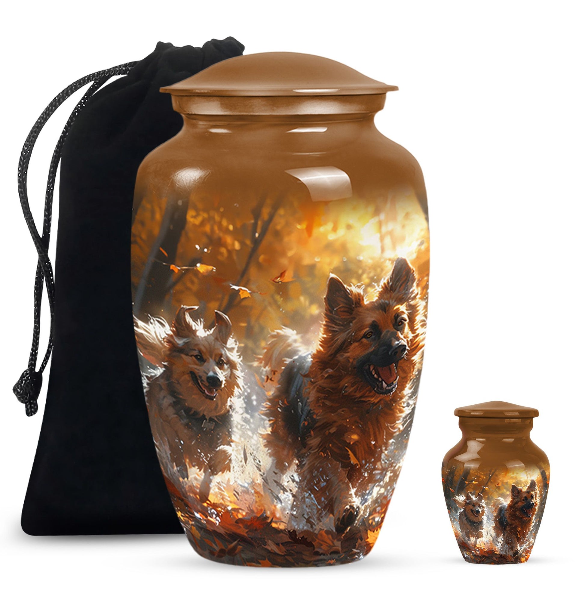 German Shepherd Memorial Urn For Dogs - Autumn Cremation Urn For Pet