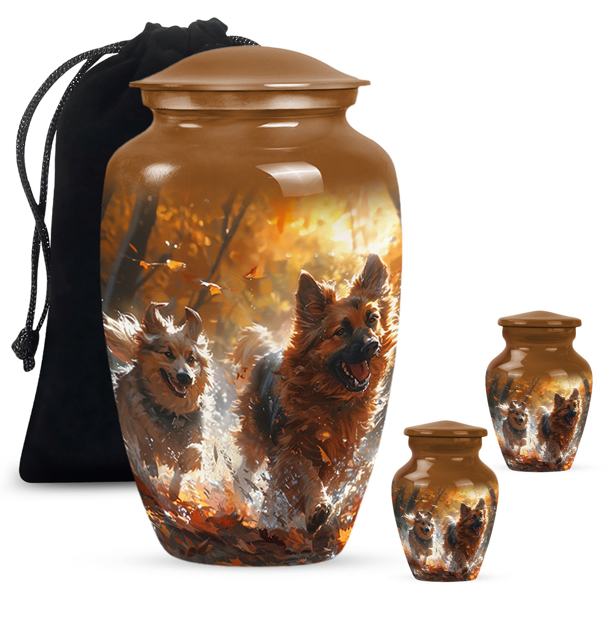 German Shepherd Memorial Urn For Dogs - Autumn Cremation Urn For Pet