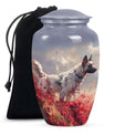 Pet Memorial Urn For Dog - Red Floral Tribute Urn Perfect For Memorials