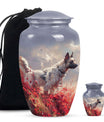 Pet Memorial Urn For Dog - Red Floral Tribute Urn Perfect For Memorials