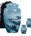 Aquatic Dolphins Family - Dolphin Cremation Urn For Men And Women