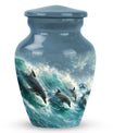 Dolphin Urn Memorial For Adults - Ocean Waves Funeral Urn For Ashes