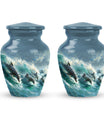 Dolphin Urn Memorial For Adults - Ocean Waves Funeral Urn For Ashes