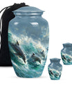 Dolphin Urn Memorial For Adults - Ocean Waves Funeral Urn For Ashes