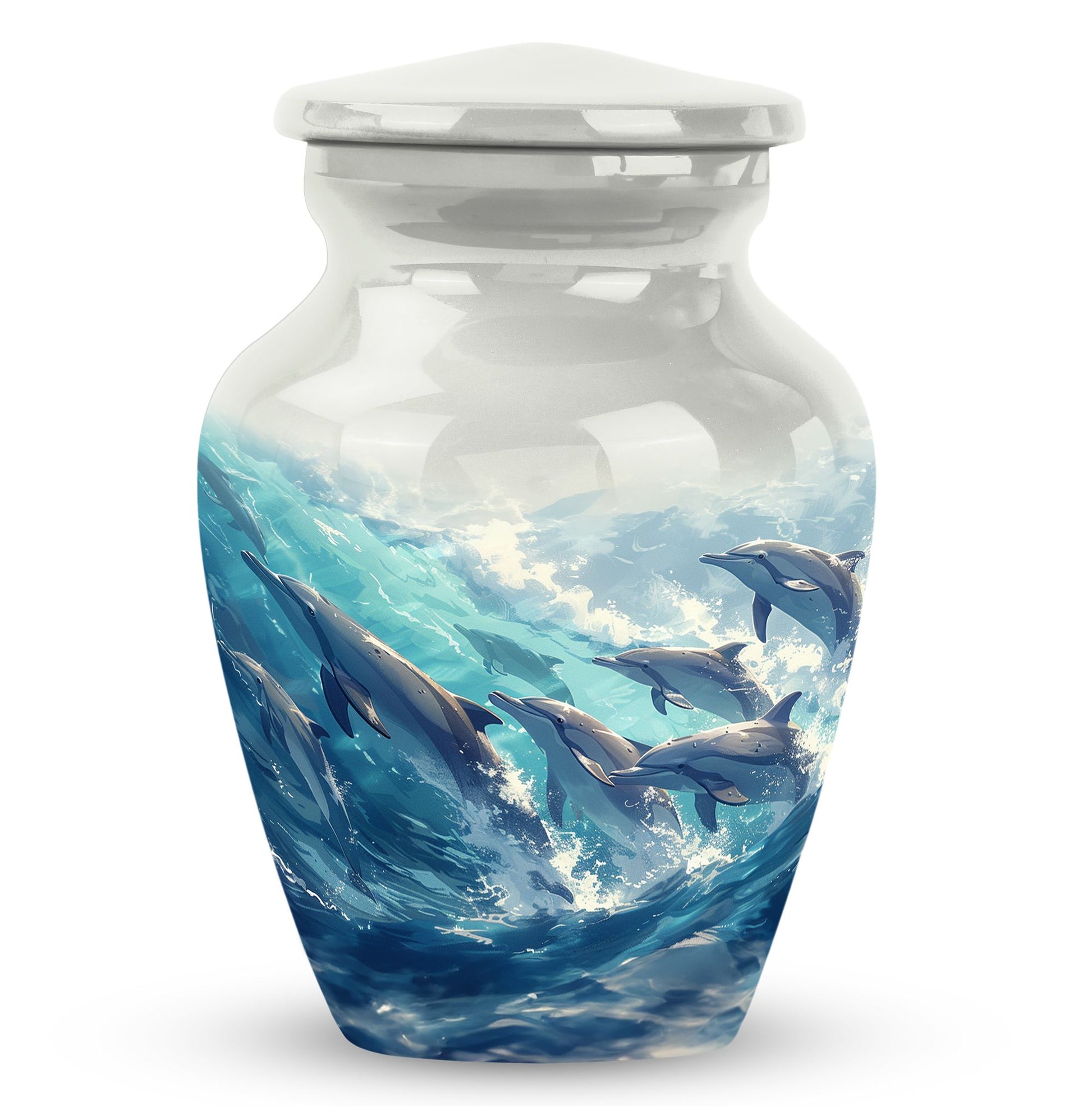 Dolphin Family Cremation Urn - Dolphin Large Funeral Ashes Urn