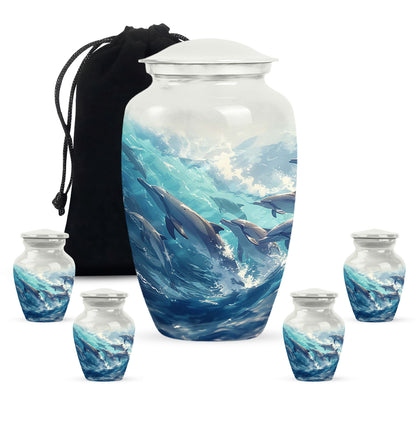 Personalized Dolphin Cremation Urn for Human Ashes - 10-inch, 200 cu in - Yatskia