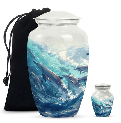 Personalized Dolphin Cremation Urn for Human Ashes - 10-inch, 200 cu in - Yatskia