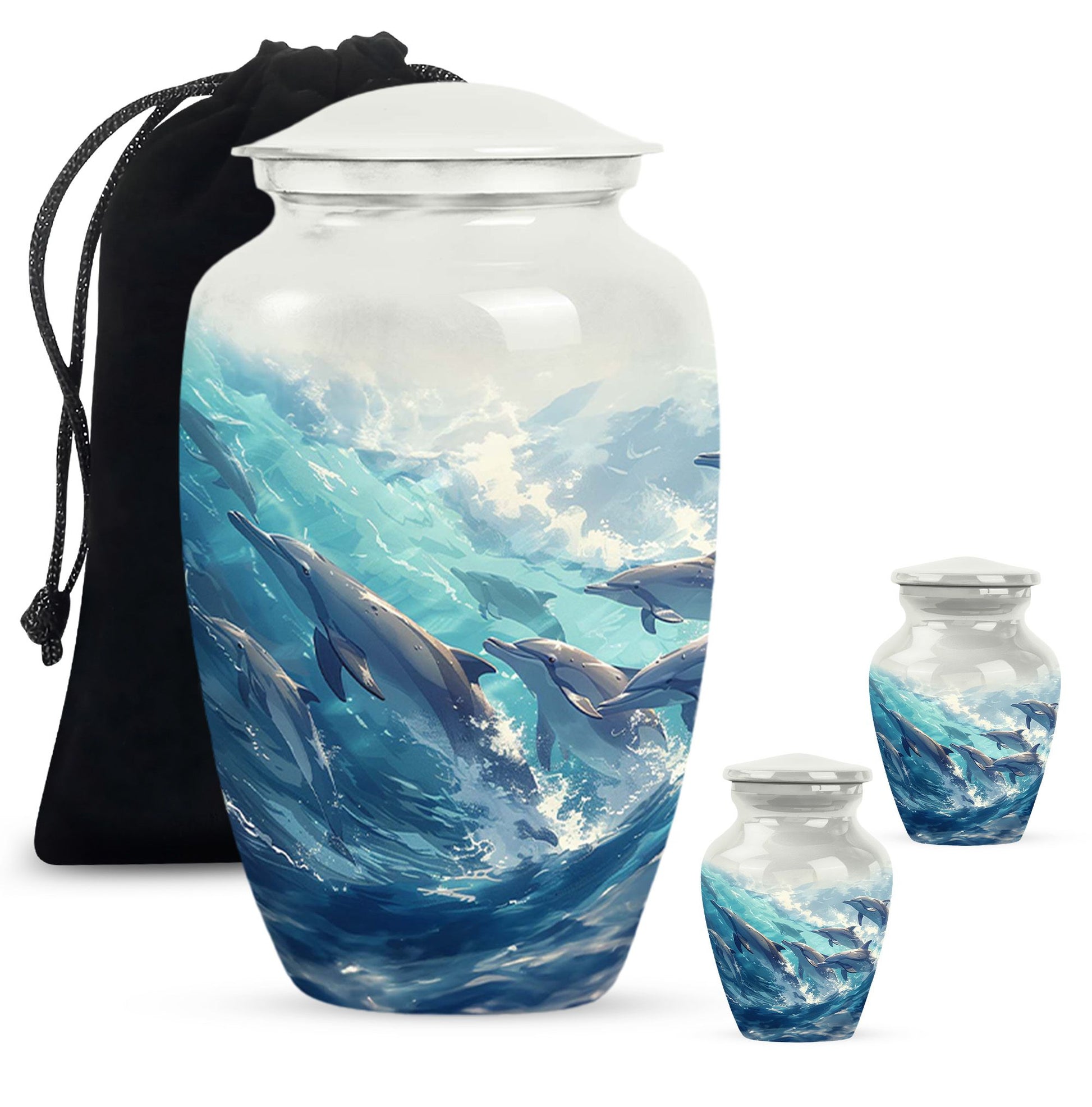 Dolphin Family Cremation Urn - Dolphin Large Funeral Ashes Urn