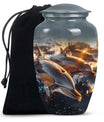 Sunset Dolphin Urn For Women - Dolphin Urn Memorial For Ashes