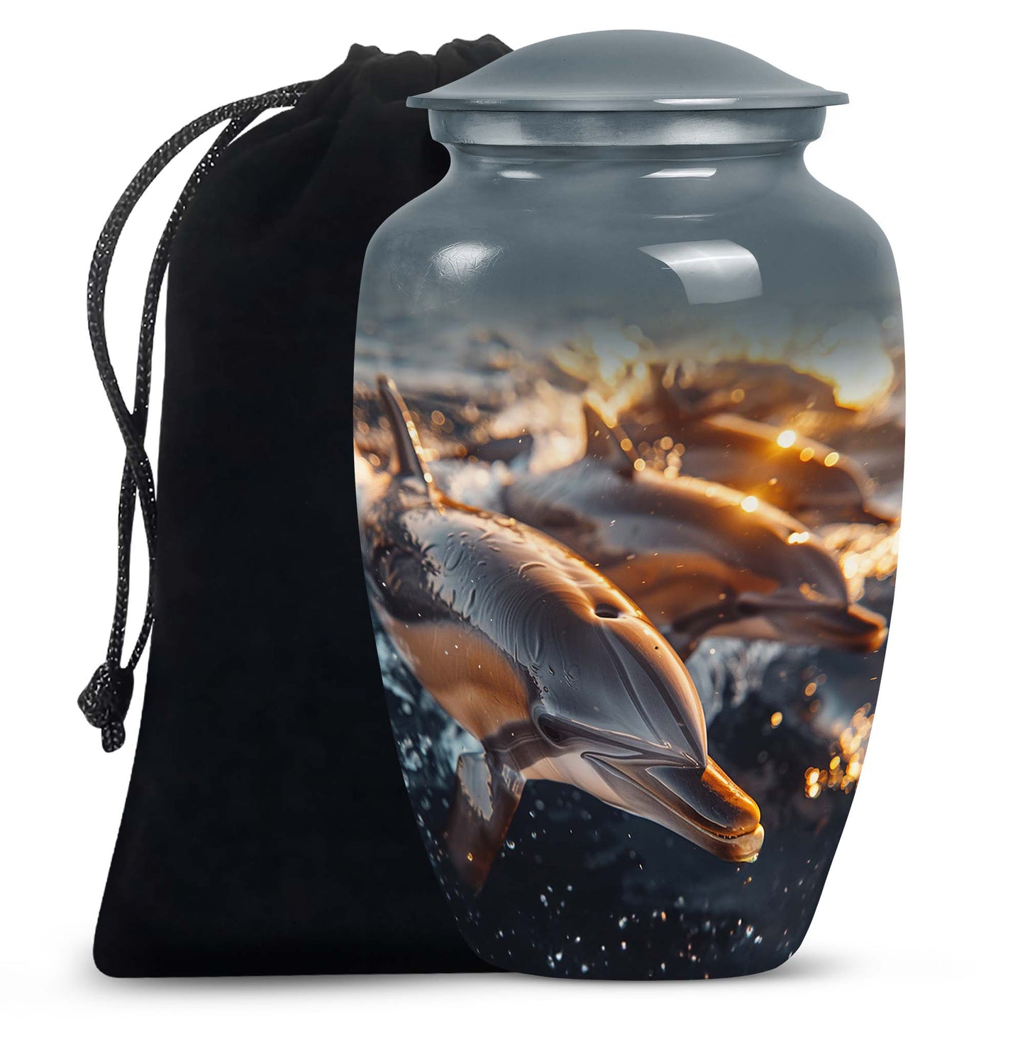 Personalized Dolphin Cremation Urn for Women - 10-inch, 200 cu in - Yatskia