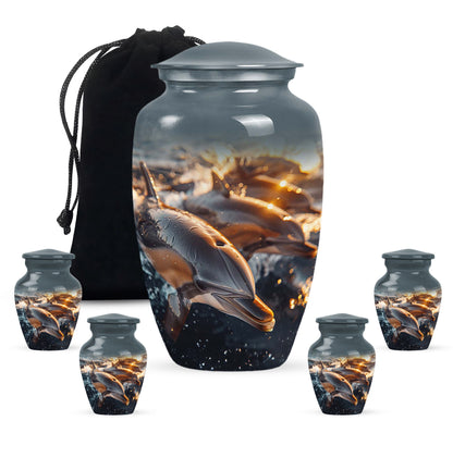 Personalized Dolphin Cremation Urn for Women - 10-inch, 200 cu in - Yatskia