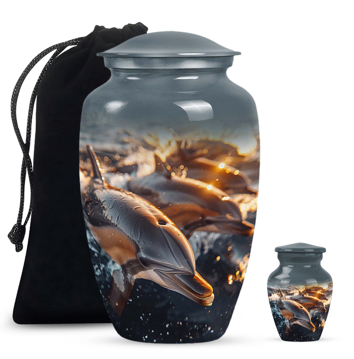 Personalized Dolphin Cremation Urn for Women - 10-inch, 200 cu in - Yatskia