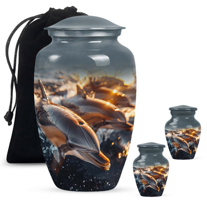Personalized Dolphin Cremation Urn for Women - 10-inch, 200 cu in - Yatskia