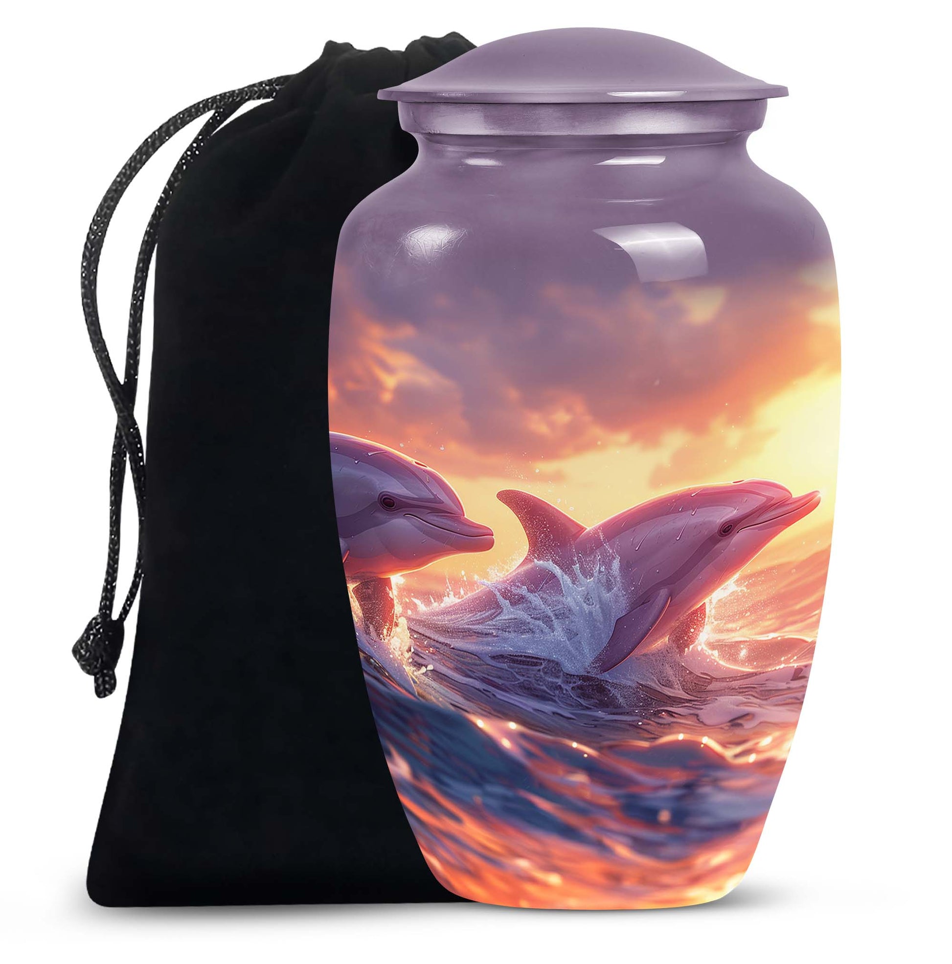 Sunset Dolphin Memorial Urn For Women - Large Urns For Adult Human Ashes