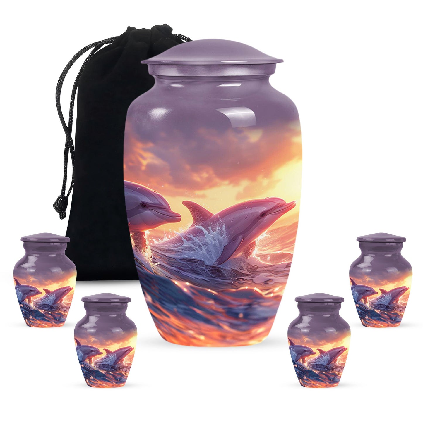 Personalized Dolphin Memorial Urn for Women - 10-inch, 200 cu in - Yatskia
