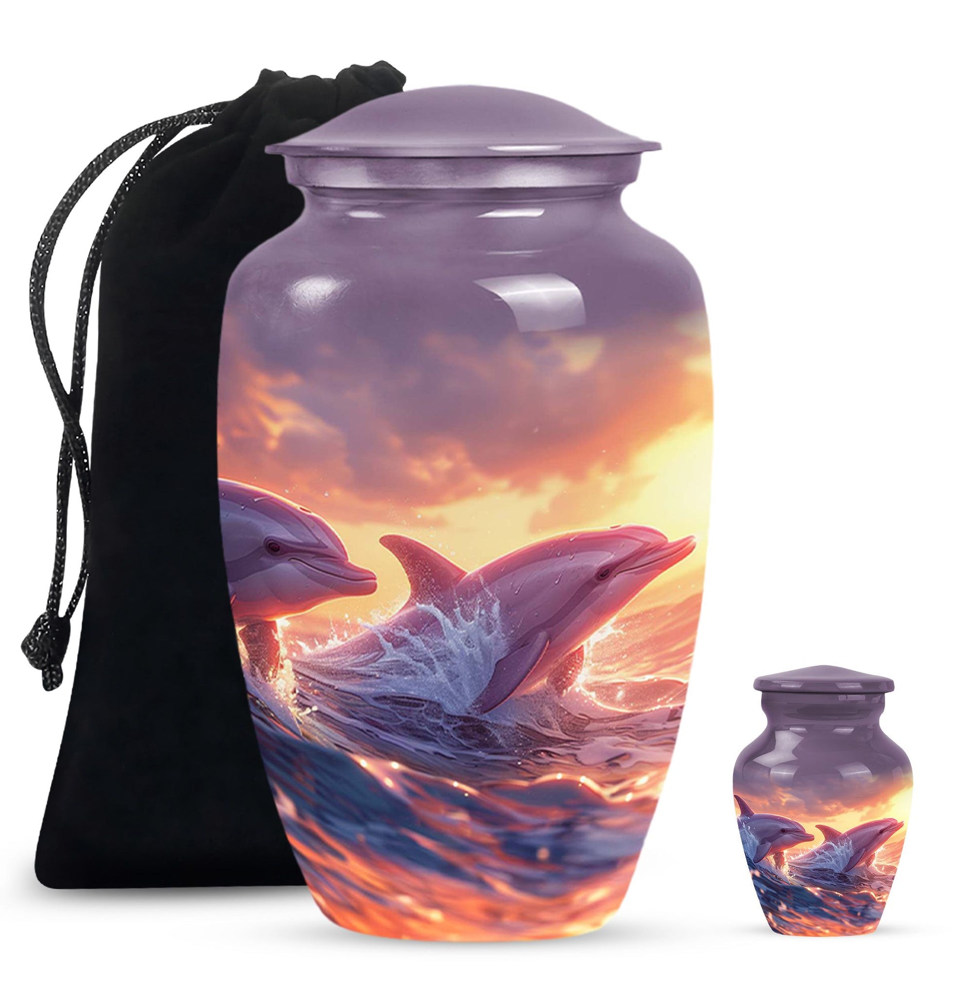 Sunset Dolphin Memorial Urn For Women - Large Urns For Adult Human Ashes