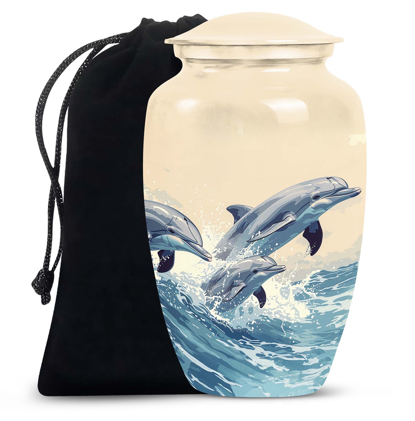 Personalized Dolphin Cremation Urn for Men & Women - 10-inch, 200 cu in - Yatskia