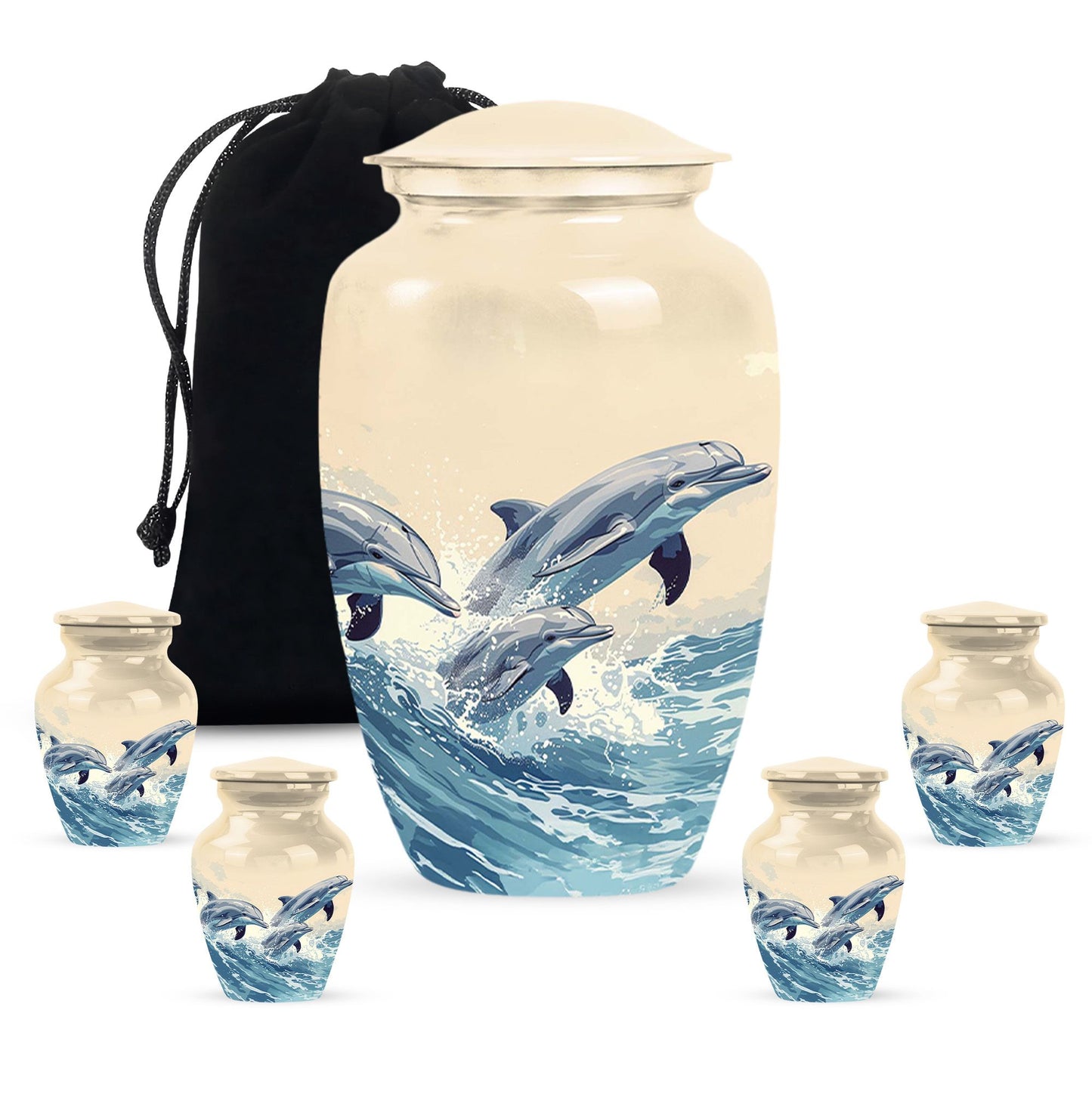 Personalized Dolphin Cremation Urn for Men & Women - 10-inch, 200 cu in - Yatskia