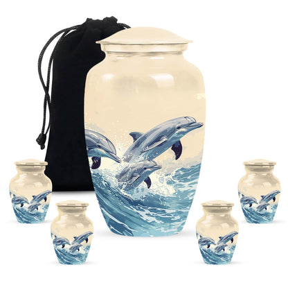 Personalized Dolphin Cremation Urn for Men & Women - 10-inch, 200 cu in - Yatskia