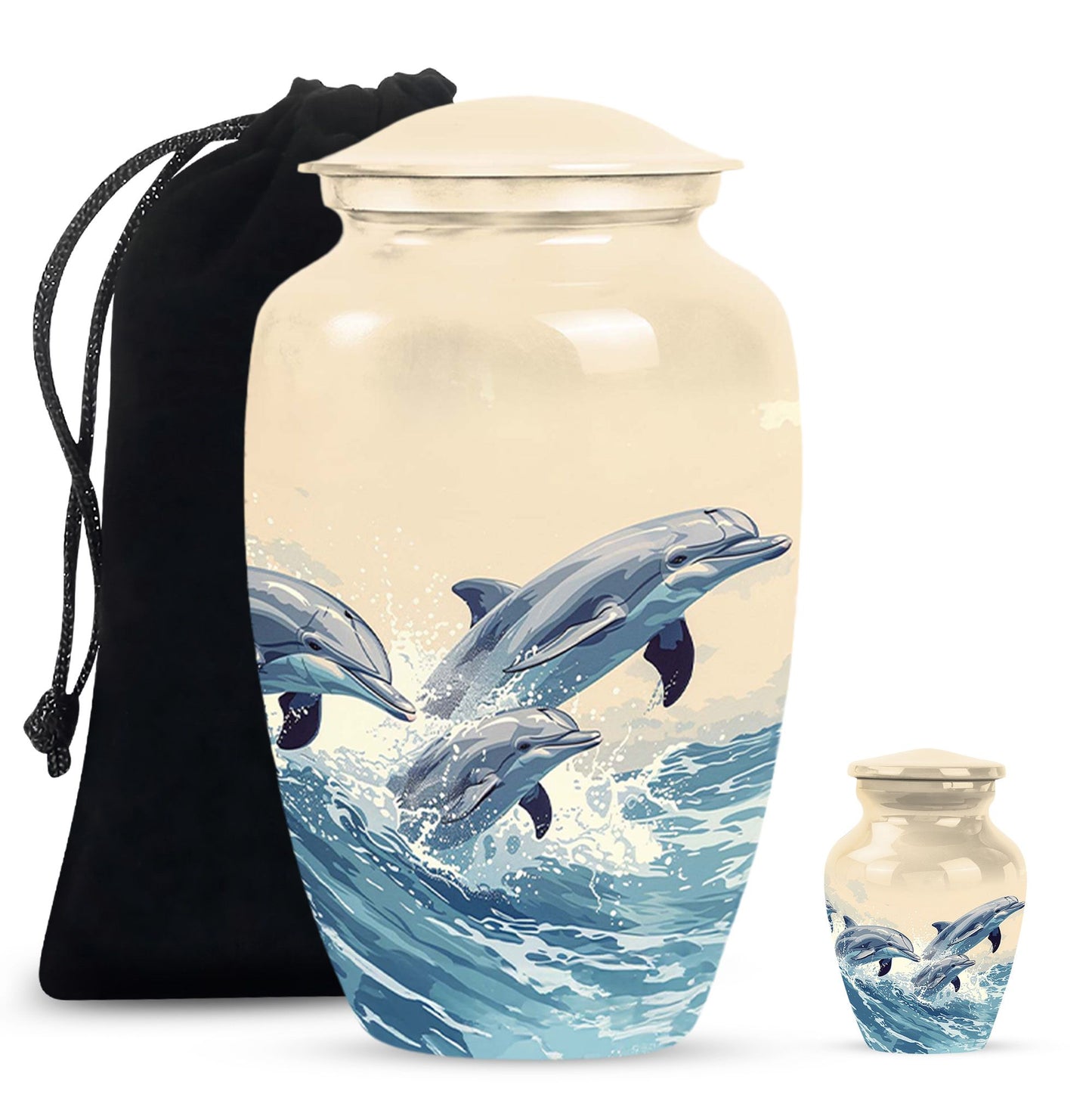 Personalized Dolphin Cremation Urn for Men & Women - 10-inch, 200 cu in - Yatskia