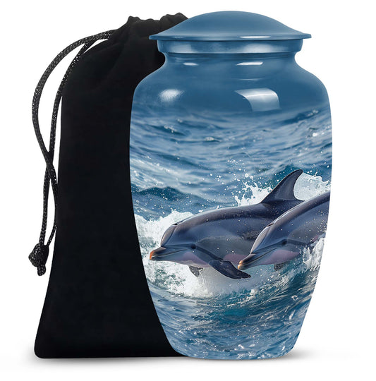 Dolphins Large Urn Memorial - Cremation Keepsake Urn Combo