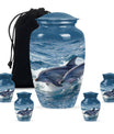 Dolphins Large Urn Memorial - Cremation Keepsake Urn Combo