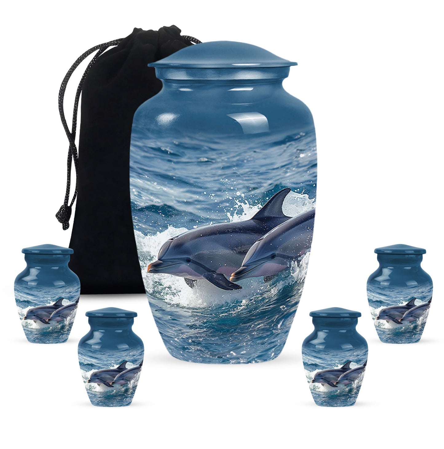Personalized Dolphin Cremation Urn for Women - 10-inch, 200 cu in - Yatskia