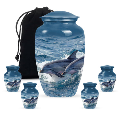 Personalized Dolphin Cremation Urn for Women - 10-inch, 200 cu in - Yatskia