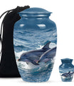 Dolphins Large Urn Memorial - Cremation Keepsake Urn Combo