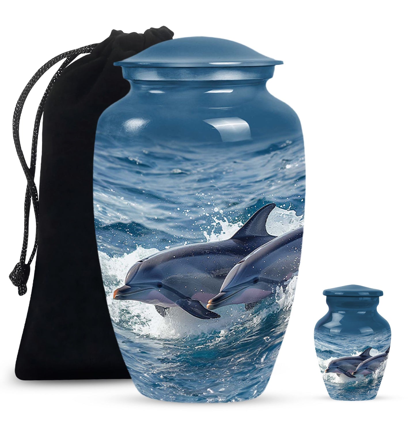 Personalized Dolphin Cremation Urn for Women - 10-inch, 200 cu in - Yatskia