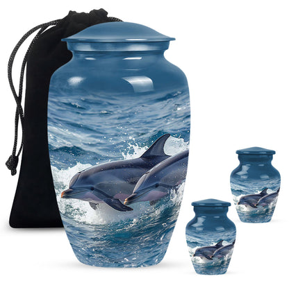 Personalized Dolphin Cremation Urn for Women - 10-inch, 200 cu in - Yatskia