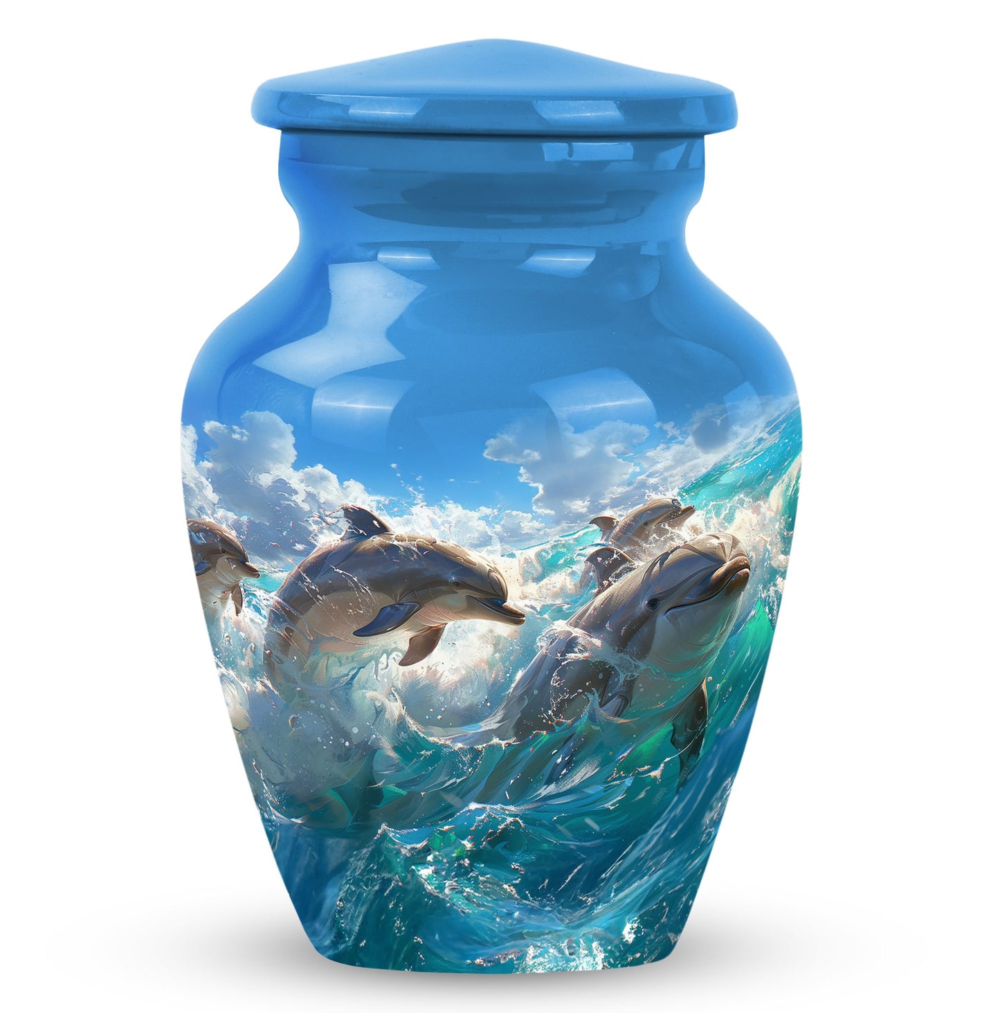 Personalized Dolphin Cremation Urn for Human Ashes - 10-inch, 200 cu in - Yatskia