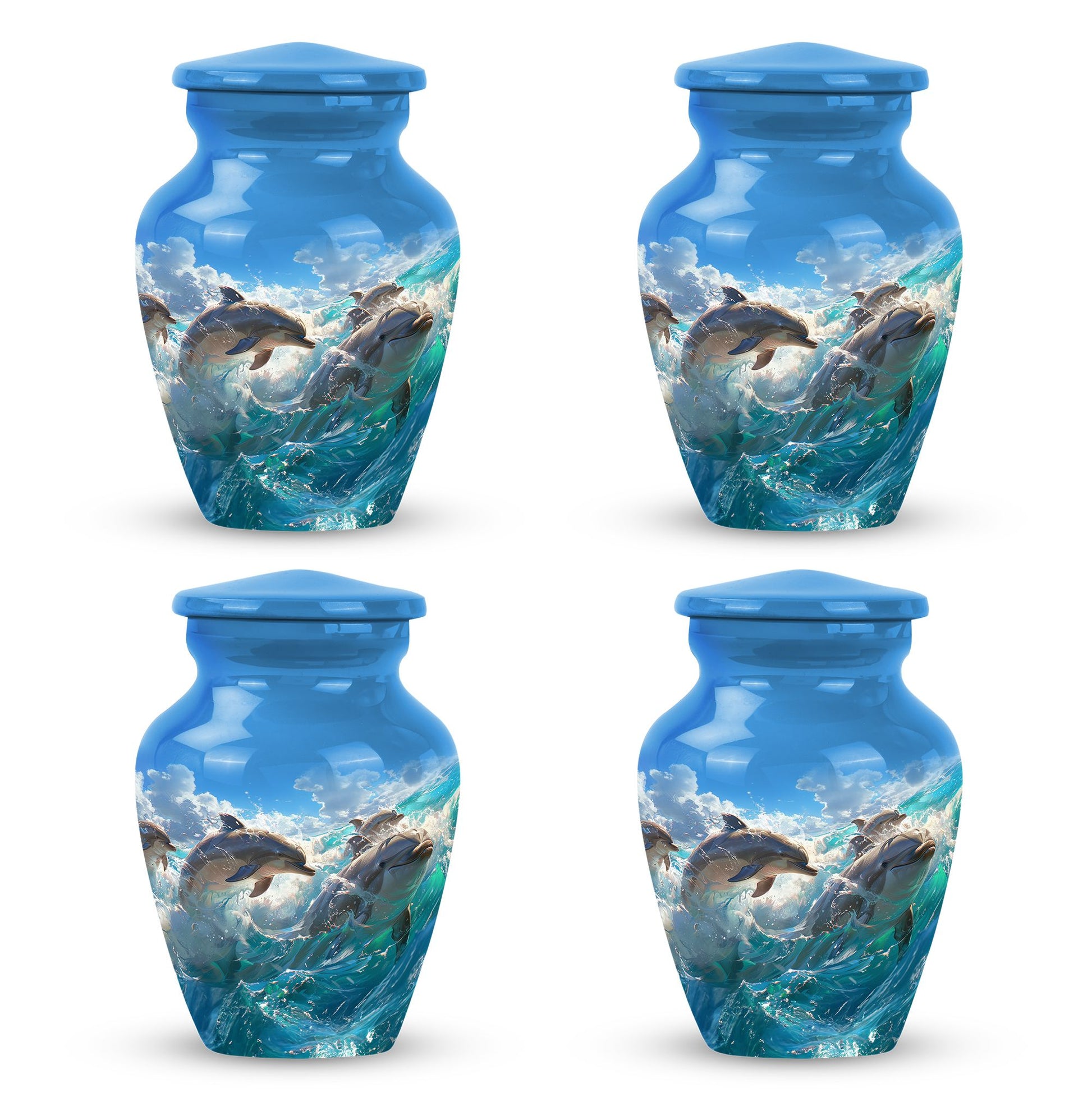Joyful Dolphins Famiy Urn For Cremation - Funeral Urn for Loved Ones
