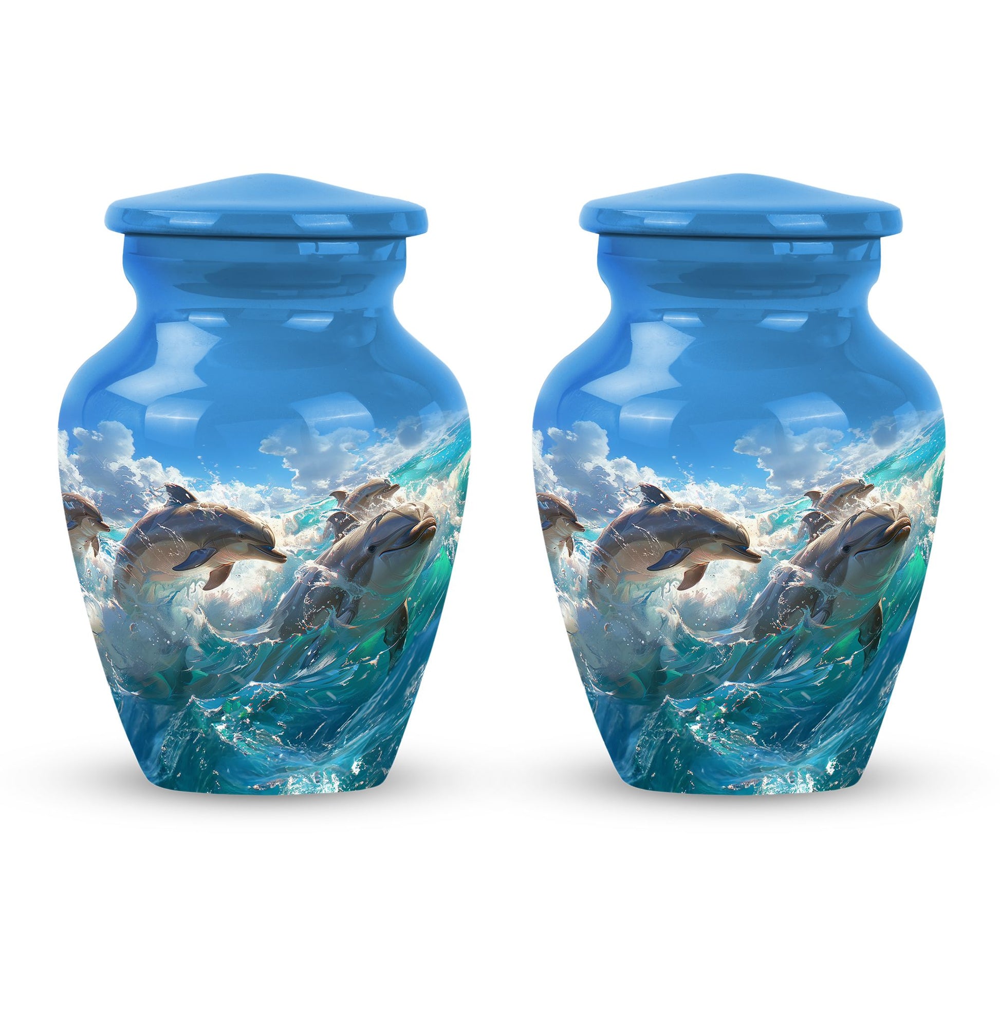 Joyful Dolphins Famiy Urn For Cremation - Funeral Urn for Loved Ones