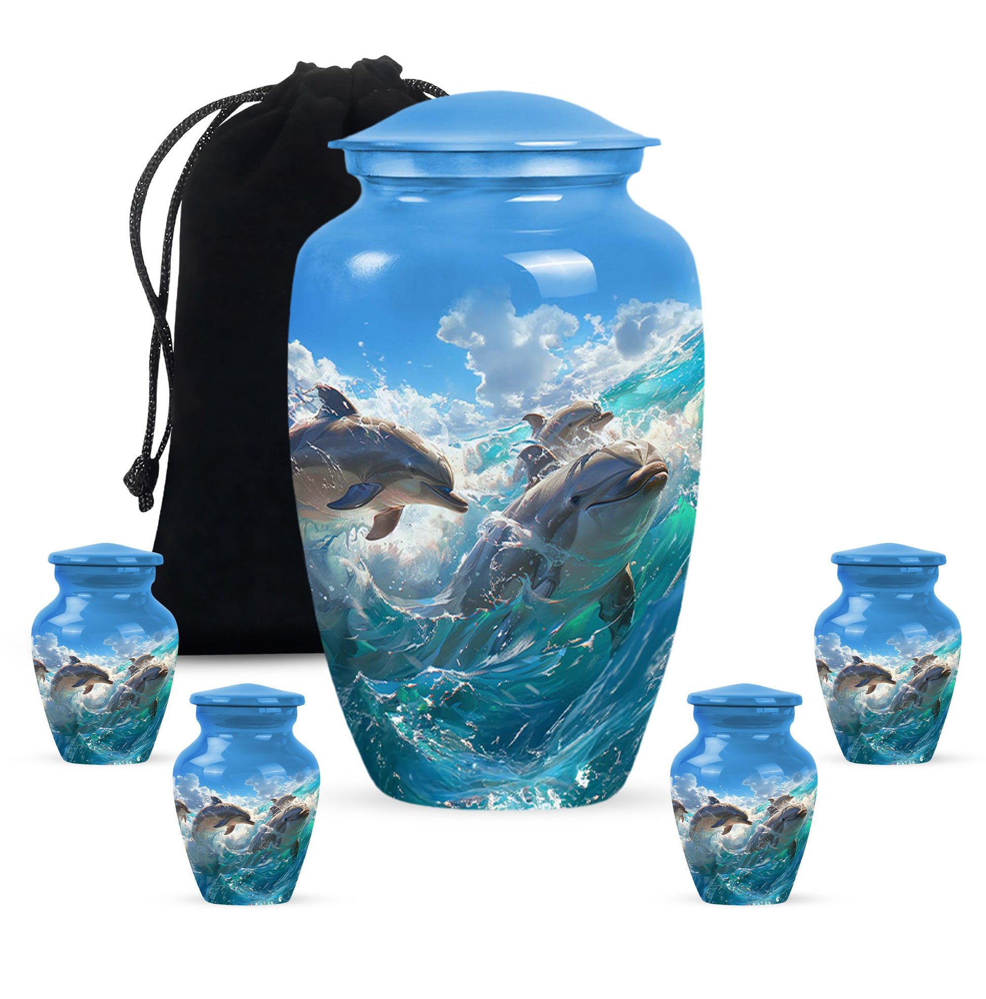 Joyful Dolphins Famiy Urn For Cremation - Funeral Urn for Loved Ones